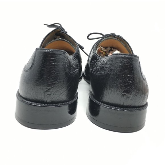 Mezlan Platinum Oxfords Shoes Sz 9.5 Black Ostrich